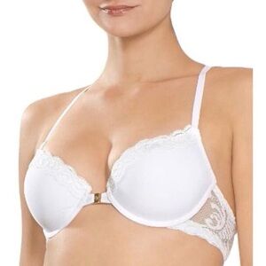 Natori 735023 Feathers
Front Close, Racerback T-Back Mesh Bra Ivory, 36DD